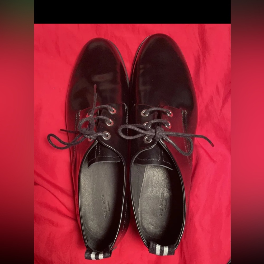 Rag and Bone Audrey Black Leather Oxford Size 40. US Size 10. New. Orig $495